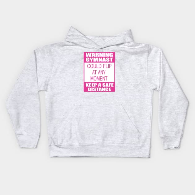 Warning Gymnast Kids Hoodie by sportartbubble